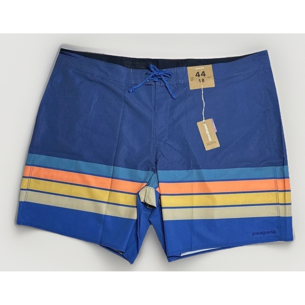 NWT Patagonia Men's Hydropeak Boardshorts Santa Cruz Stripe Sz 44 18"‎ Ins $69